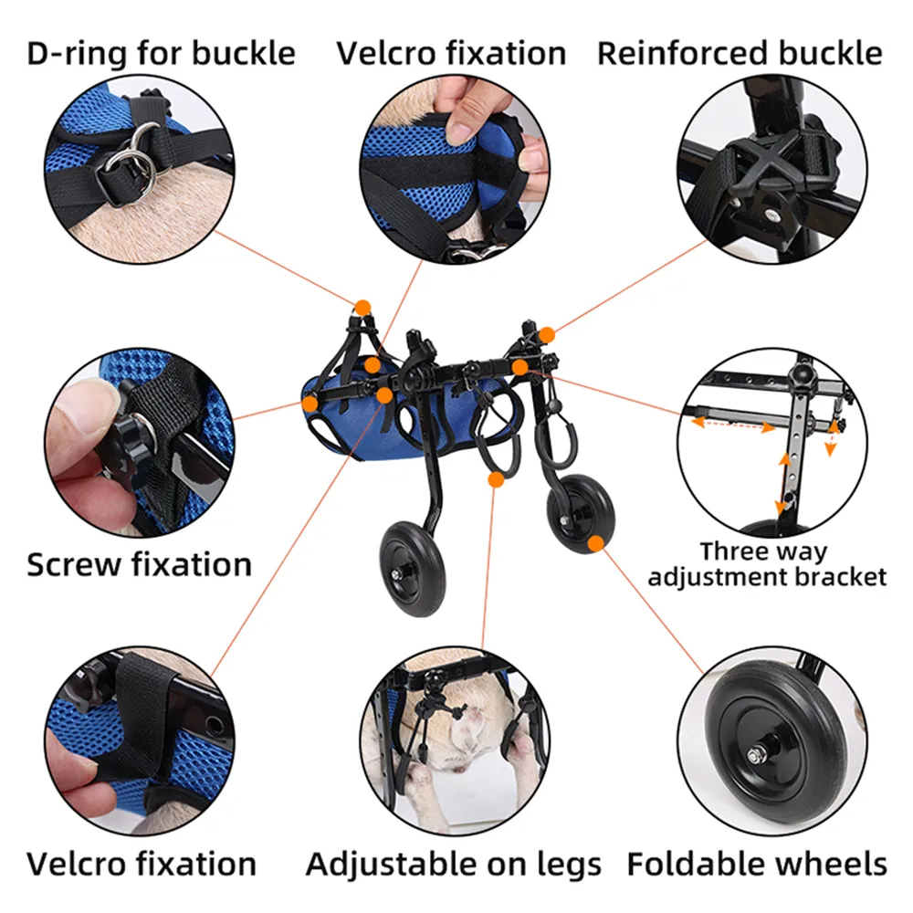 Dog Wheelchair Disability Dog Hind Legs Bracket Cat Dog Injured And Weak Rehabilitation Aid Car Adjustable Pet Walk Booster image 3