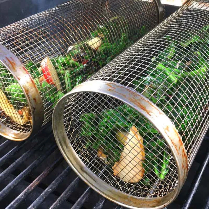 Stainless Steel Rolling BBQ Grill Basket image 5