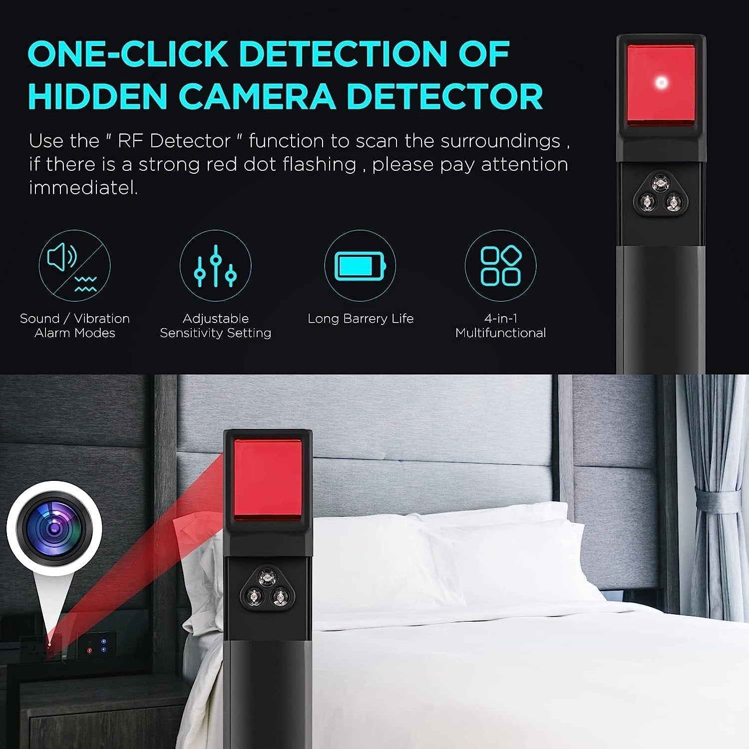 Hidden Camera Detector (Military Grade, with built-in RF and GPS Tracking Detection) image 2