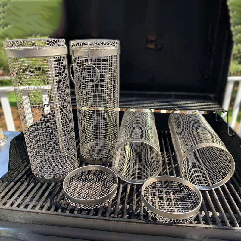 Stainless Steel Rolling BBQ Grill Basket image 2
