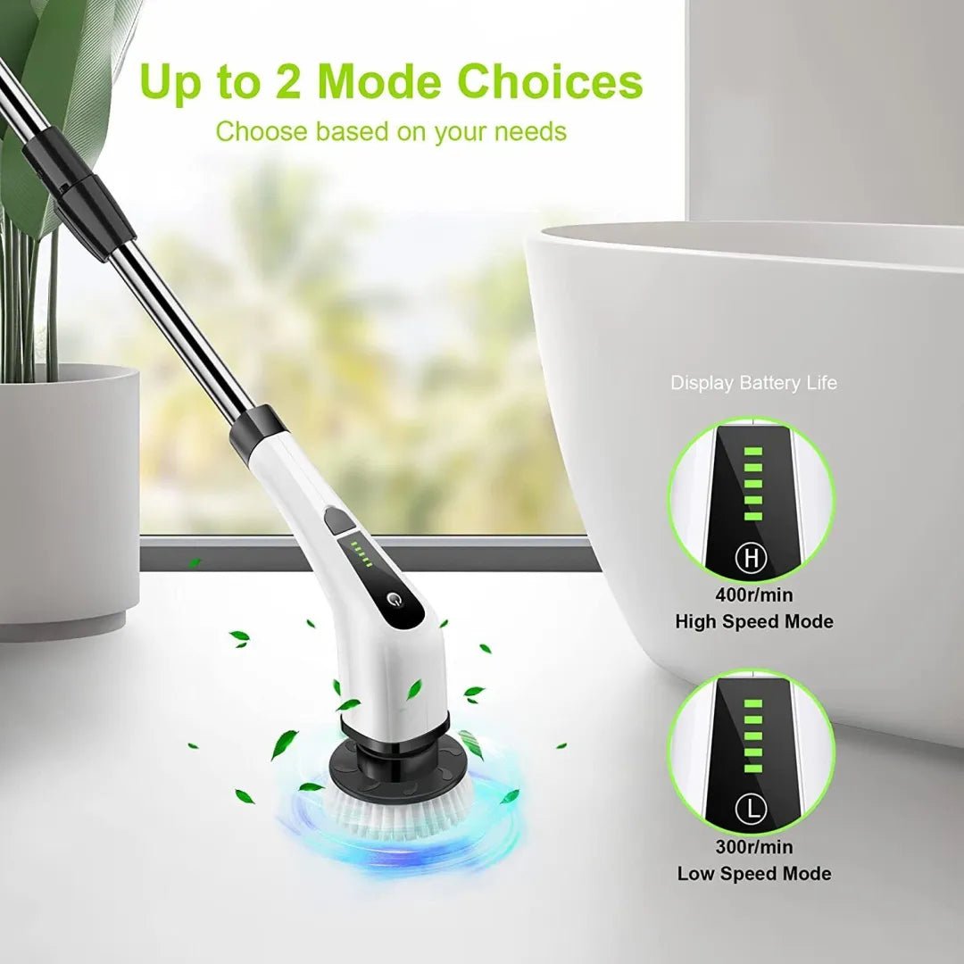 Electric Spin Power Scrubber Cordless Cleaning Brush Long Handle 7 Heads image 8