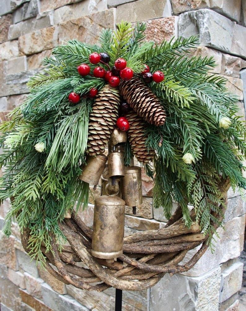 Farmhouse Christmas Wreath, Boho Wreath, Holiday Wreath image 3