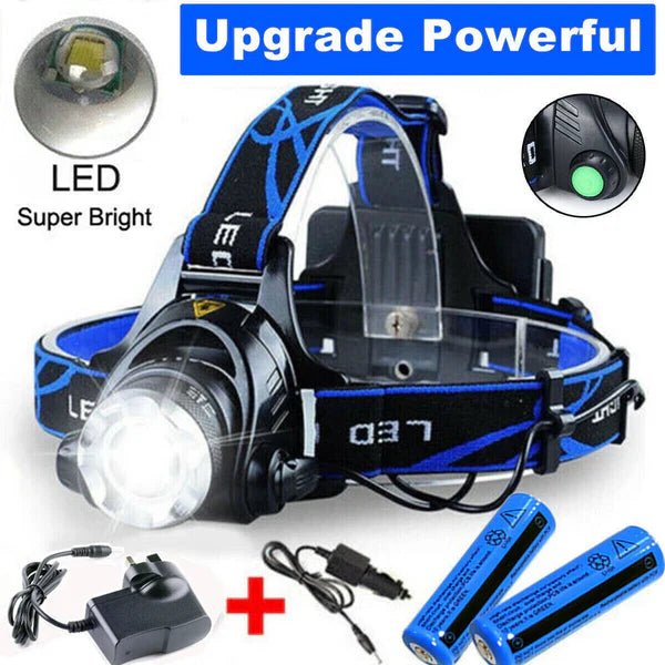 990000LM Rechargeable LED Headlamp Zoomable Torch Tactical Headlight Flashlight image 1