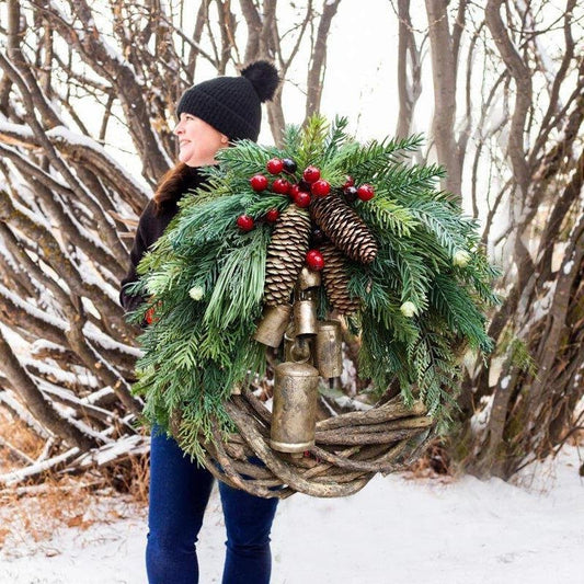 Farmhouse Christmas Wreath, Boho Wreath, Holiday Wreath image 0