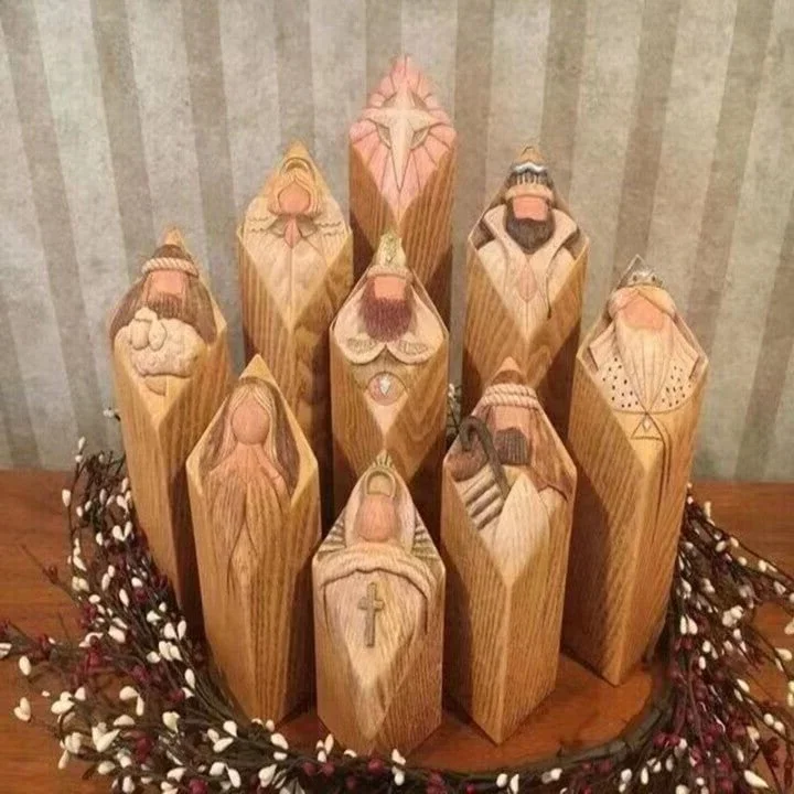 9pcs Heaven Nativity Tree Pillar Statues image 5