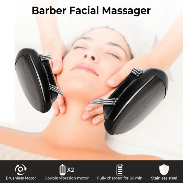 Professional Vibration Massager Barbershop Cordless Handheld Heat Massager USB Charging Body Neck Back Head Face Massager image 5