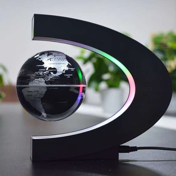 Magnetic Floating Globe With LED Light - Black image