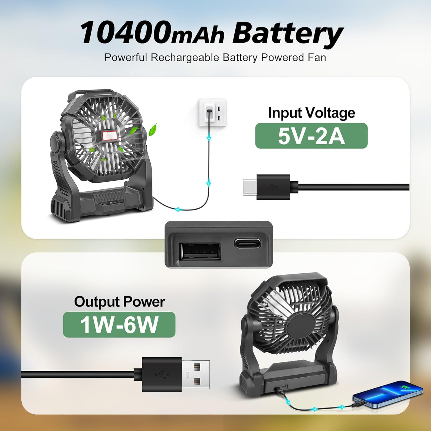 Portable Rechargeable Camping Fan image 1