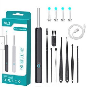 Wireless Earwax Remover Otoscope Tool - Ear Wax Removal Tool with Camera Ear Endoscope 1080P Kit for iPhone iPad Android - Black image