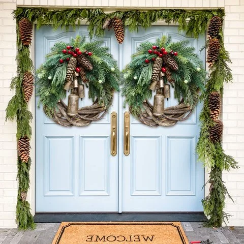 Farmhouse Christmas Wreath, Boho Wreath, Holiday Wreath image 4