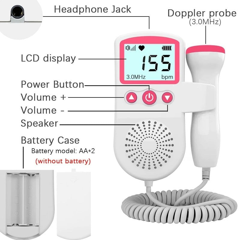 Fetal Doppler Heart Rate Monitor Home Pregnancy Baby Fetal Heart Rate Sound Detector image 3