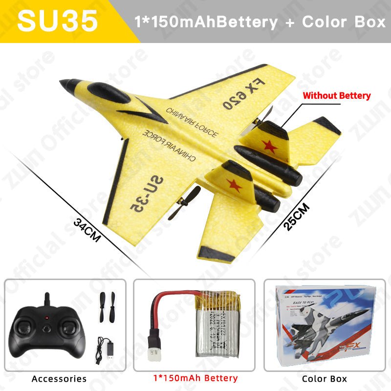 RC Plane SU35 2.4G With LED Lights Aircraft Remote Control Flying Model Glider Airplane SU57 - Yellow image