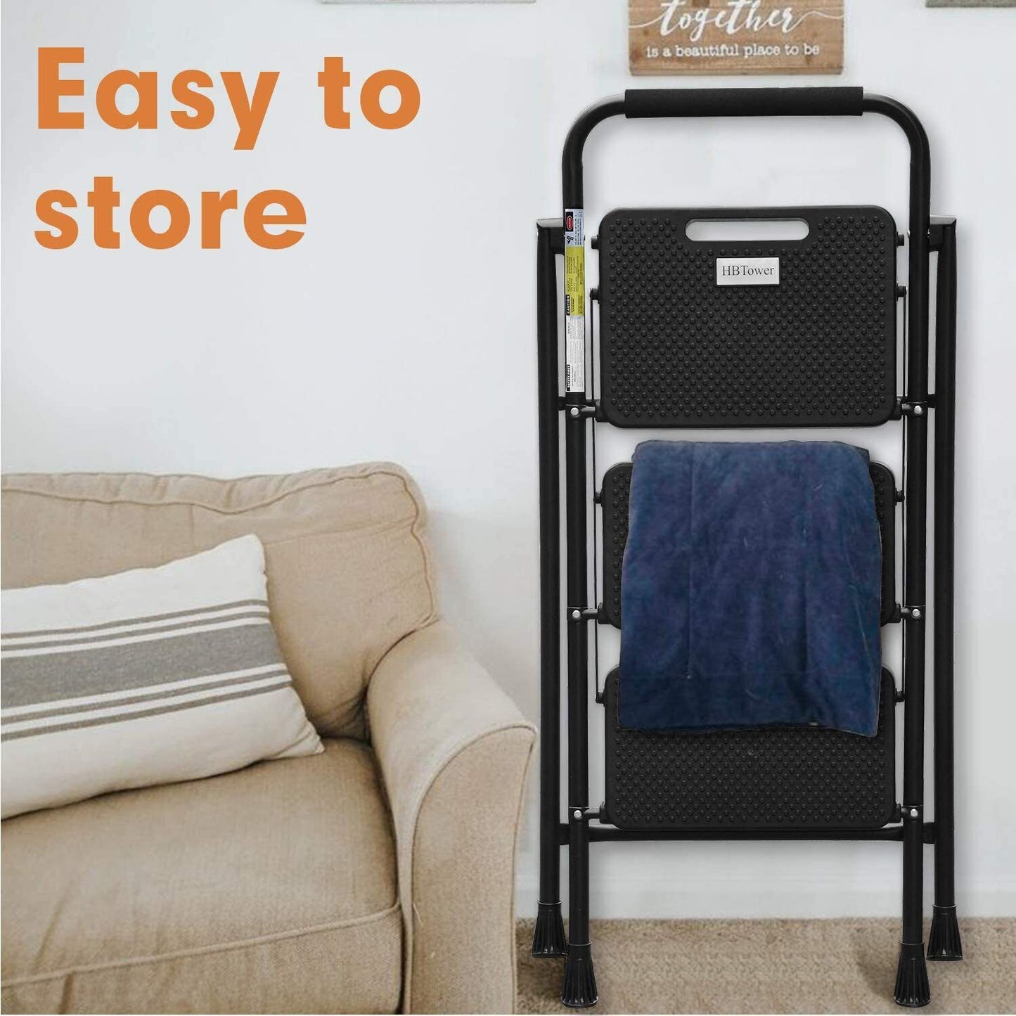 Foldable Step Stool Sturdy Steel Ladder For Adults image 3