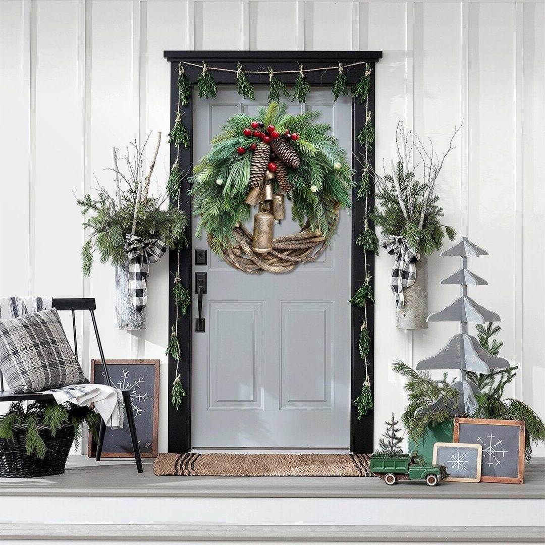 Farmhouse Christmas Wreath, Boho Wreath, Holiday Wreath image 2