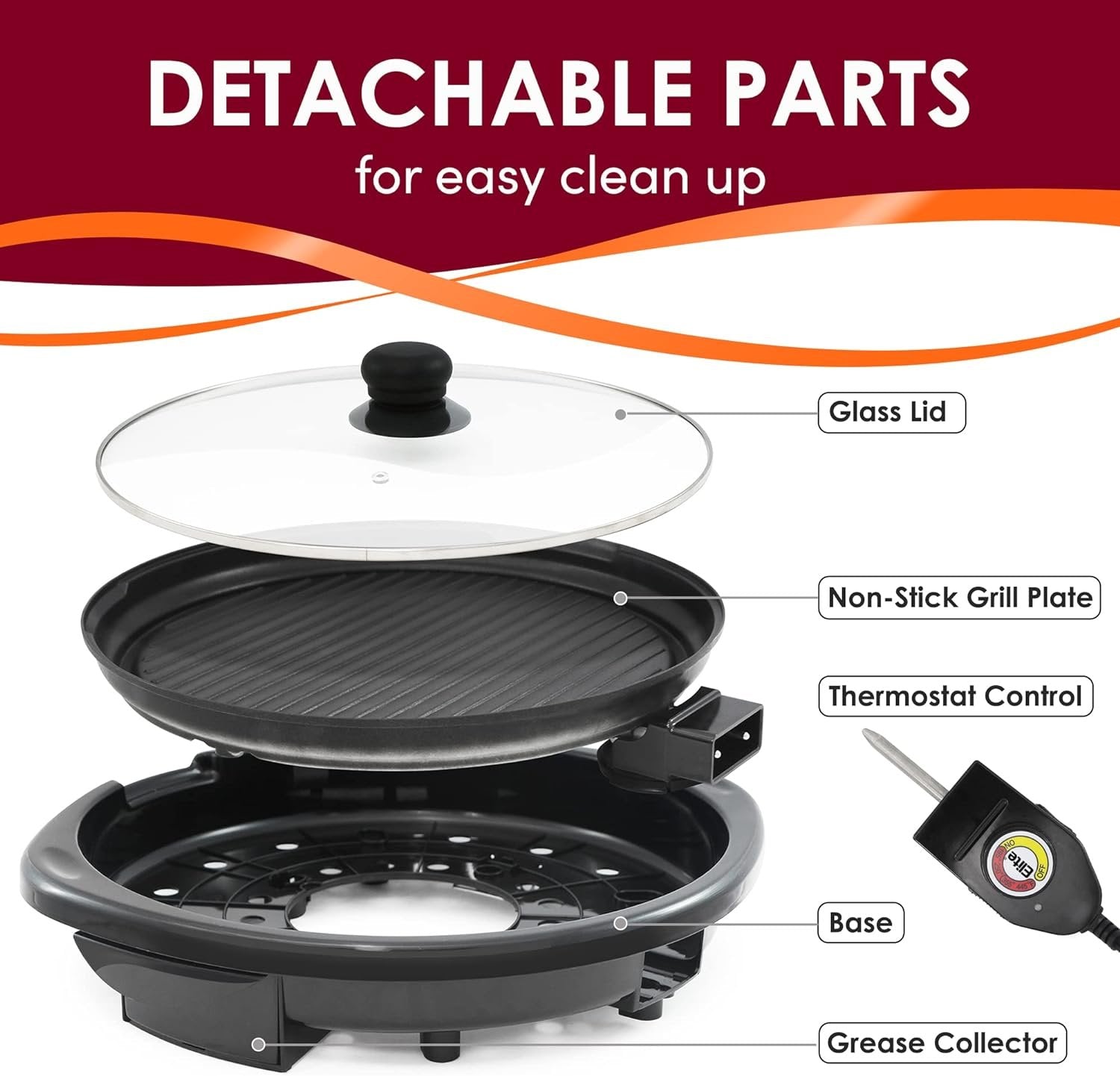Smokeless Electric Tabletop Grill Nonstick image 2