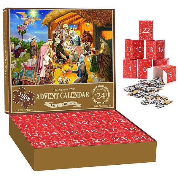 Christmas Jigsaw Advent Calendar Puzzle Blind Box 24 Parts - Nativity Scene image