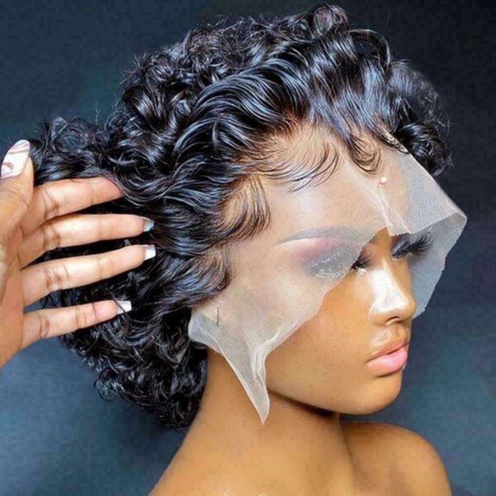 Premium Lace Front Short Curly Pixie Bob Human Hair Weave Wig image 4