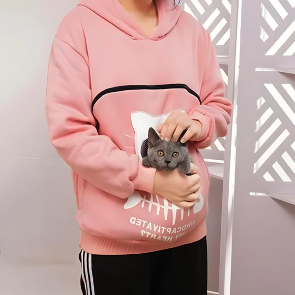 Cat Lover Hoodie Cuddle Pouch - Perfect Pet Gift - Pink, M image