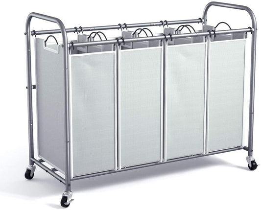 4 Section Laundry Sorter Dividing Hamper Basket image 0