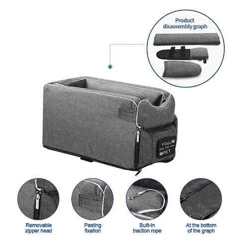 Pet Armrest Safety Seat - Pet Car Seat Travel Bag Suitable for Small Dogs and Cats image 4