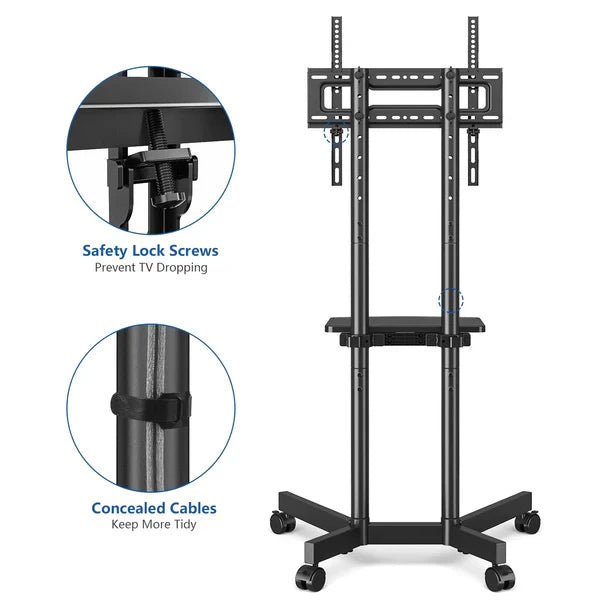 Rolling Tv Stand Mobile Cart With Shelf image 2