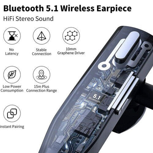 Trucker Dual Mic Wireless Bluetooth 5.1 Noise Cancelling Headset/Earpiece image 2