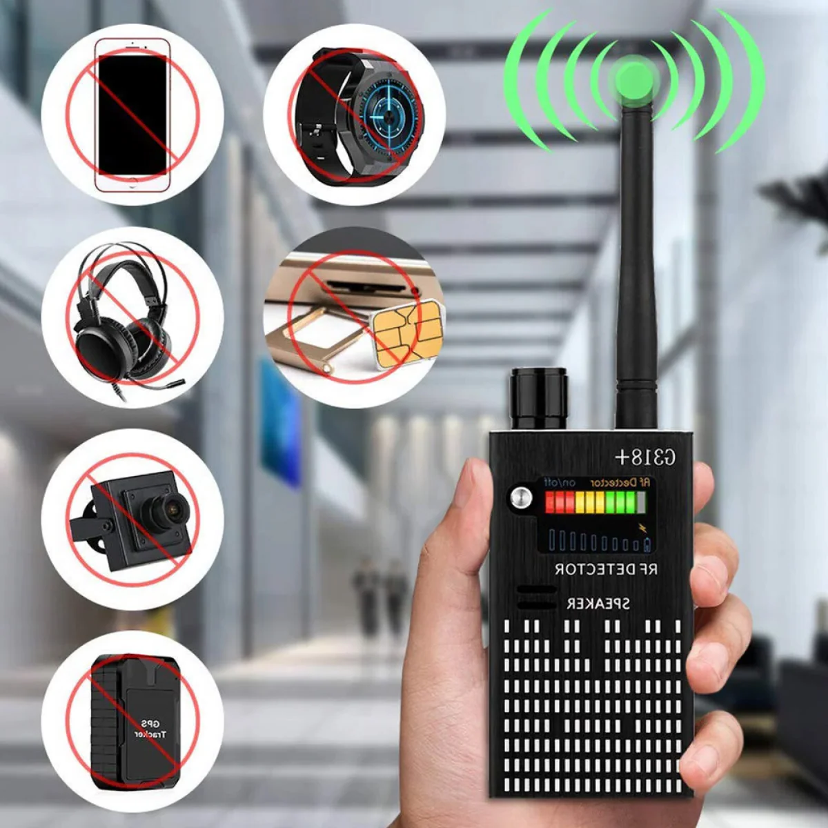 Spy Detector Device | RF Bug Detector, Hidden Camera & GPS Tracker Finder with Laser Lens - Anti-Spy Signal Protection image 2