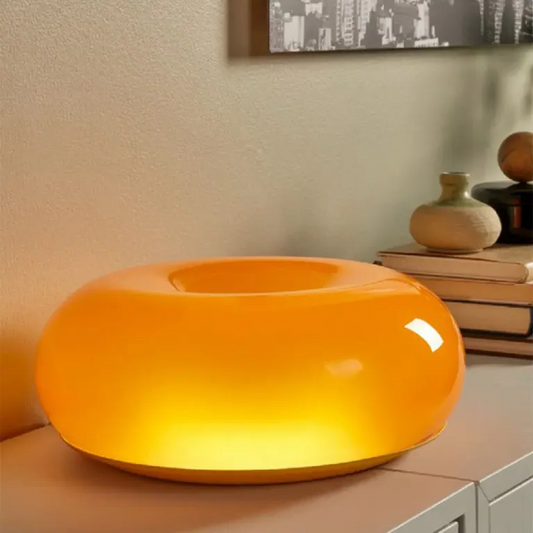 Donut Lamp – LED Dimmable Orange Table & Wall Lamp, Energy-Efficient Glass Light for Living Room, Bedroom, Dorm image 0