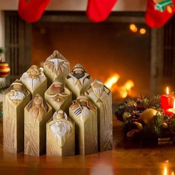 9pcs Heaven Nativity Tree Pillar Statues image 6