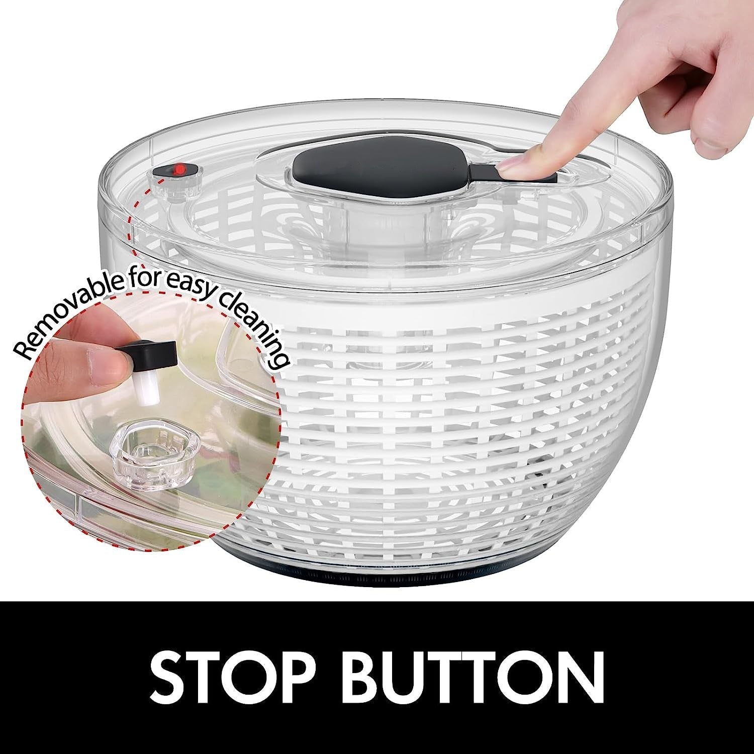 One-Handed Large Lettuce Salad Spinner image 3