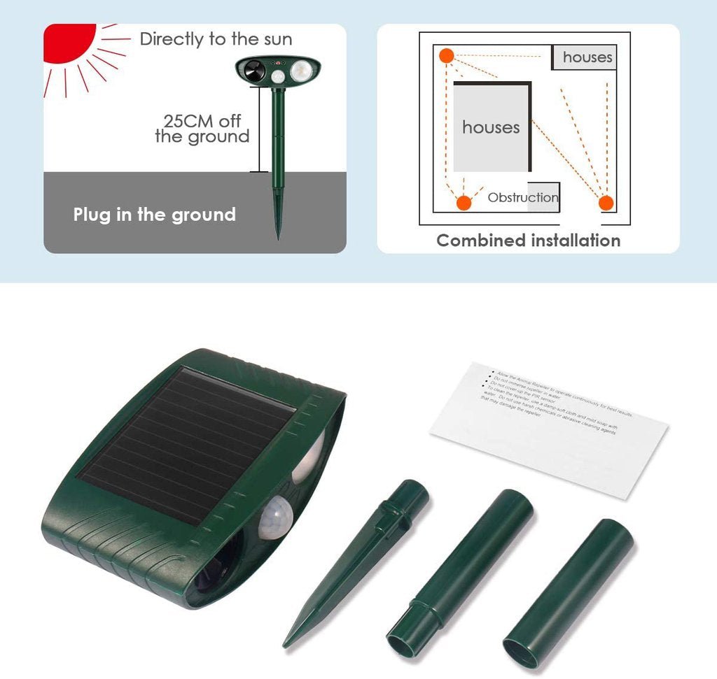 Ultrasonic Rabbit Repeller – Solar Powered and Flashing Light – Get Rid of Rabbits image 1