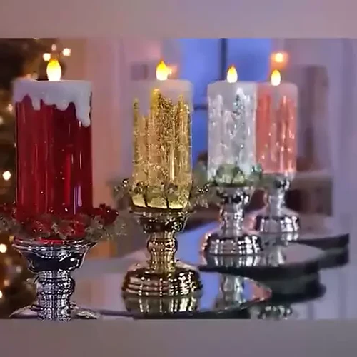 LED Christmas Candles Rechargeable With Glitter image 1