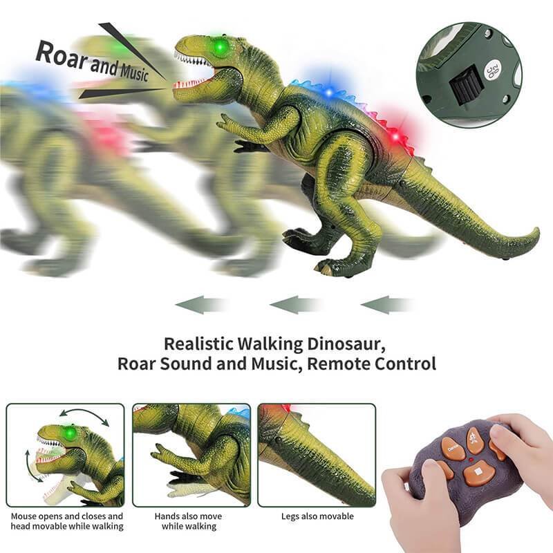 Remote Control T-Rex Dinosaur With LED Light Up, Walking & Roaring Realistic Dinosaur Toys image 6