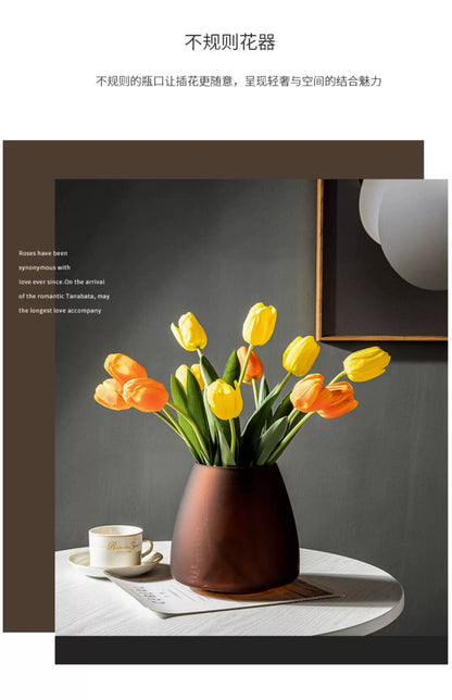 Frosted Glass Vase for Modern Living Room Decor