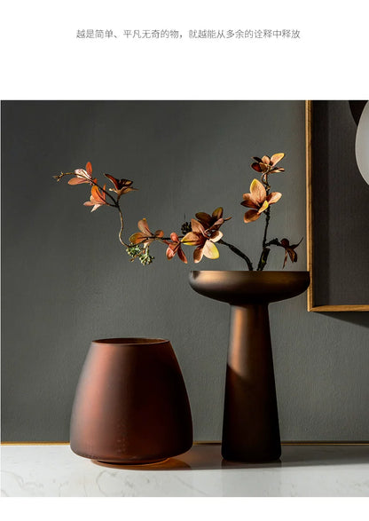 Frosted Glass Vase for Modern Living Room Decor