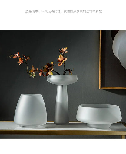 Frosted Glass Vase for Modern Living Room Decor