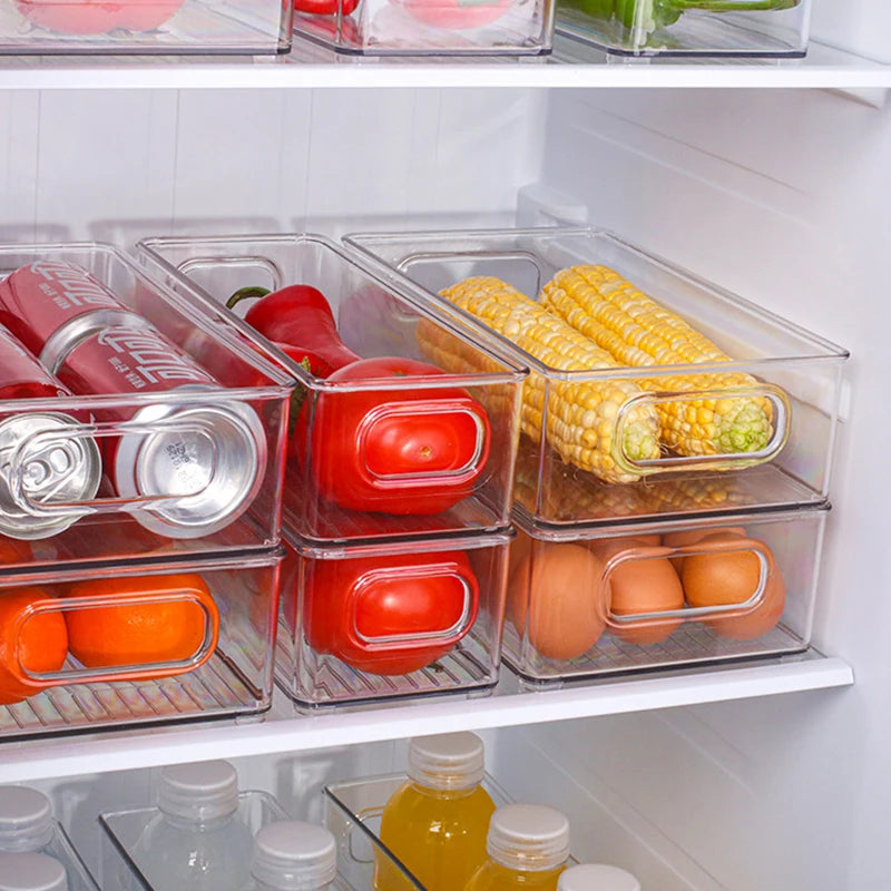 Transparent Refrigerator Storage Box Vegetable Fruit Organizer Fridge Clear Container for Kitchen Food Drinks Storage