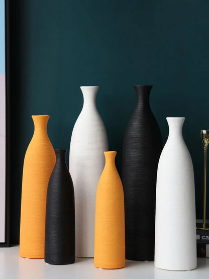 Simple Modern Black White Ceramic Vase Accessories Crafts Home Livingroom Table Figurines Decoration Office Furnishing Ornaments