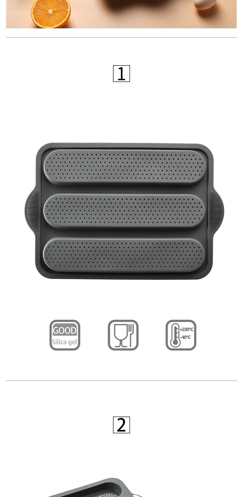 Baking Mold Restaurant Bread Food Mould Grade Baguette Bake Tray Silicone Anti-scalding Non-stick Oven Tool Kitchen Accessories