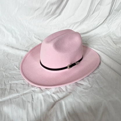 Vintage Western Cowboy Hat – Leather Wide Brim Jazz Hat for Men & Women