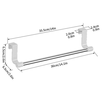 No-Drill Over Cabinet Towel Rack – Stainless Steel Kitchen Organizer