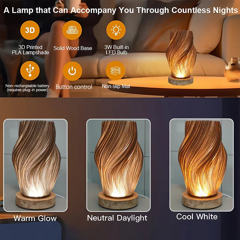 Minimal Cream Table Lamp with Adjustable Warm Lighting