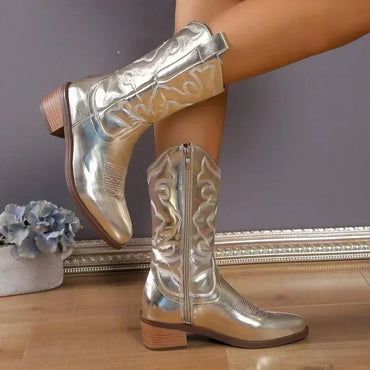 Women’s Fashion Cowboy Boots Embroidered Retro