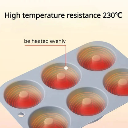 6Holes Baking Mold Food Grade Silicone Non-stick Donut Molds Chocolate Cupcake Pan DIY Muffin Kitchen Tool for Oven Bakeware