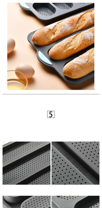 Baking Mold Restaurant Bread Food Mould Grade Baguette Bake Tray Silicone Anti-scalding Non-stick Oven Tool Kitchen Accessories