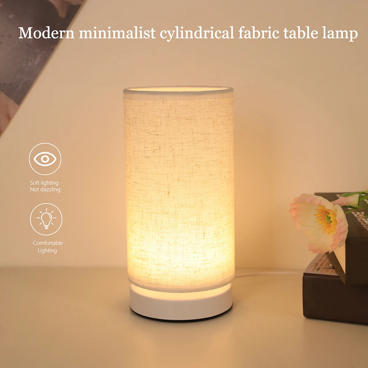 Minimal Fabric Table Lamp with Soft Ambient Light