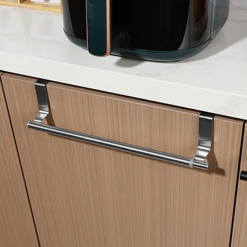 No-Drill Over Cabinet Towel Rack – Stainless Steel Kitchen Organizer