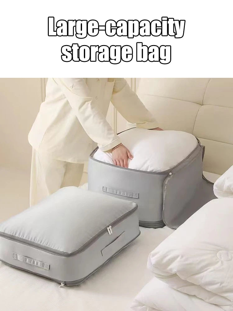 Heavy-Duty Self-Compressing Storage Bag - Portable Organizer for Clothes, Blankets & Quilts, Ideal for Closet Organization