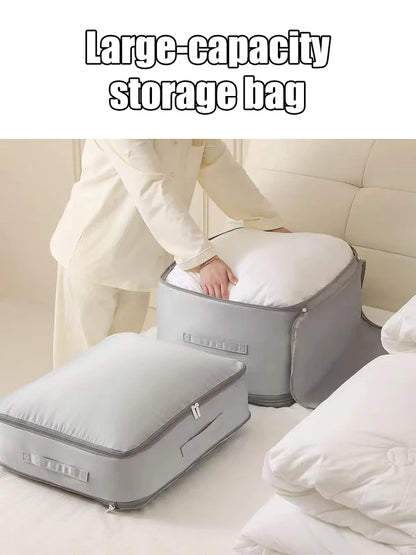 Heavy-Duty Self-Compressing Storage Bag - Portable Organizer for Clothes, Blankets & Quilts, Ideal for Closet Organization
