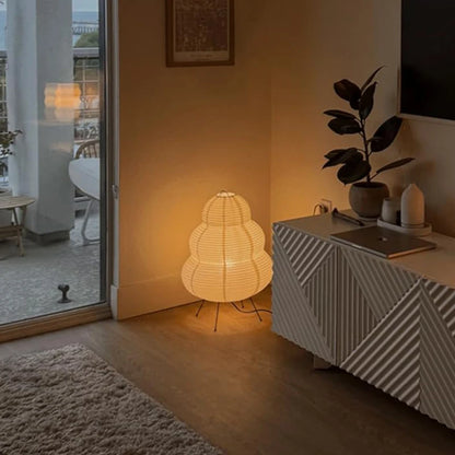 Japanese-Style Rice Paper Table Lamp with Soft Ambient Light